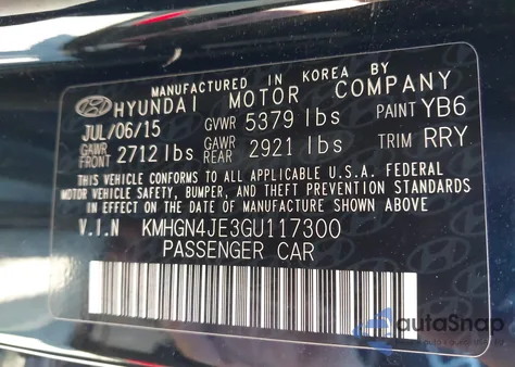 2016 Hyundai Genesis 3.8 z USA, uszkodzony, nr VIN KMHGN4JE3GU117300